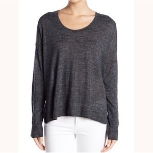 Madewell Southstar Merino Wool Blend Sweater Top Heathered Ebony Long Sleeve Med